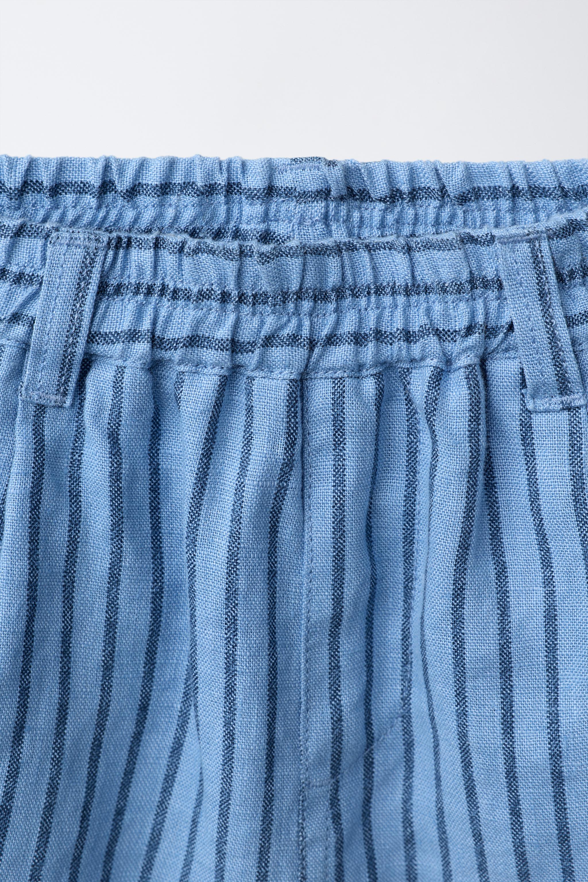 100% LINEN STRIPED SHORTS